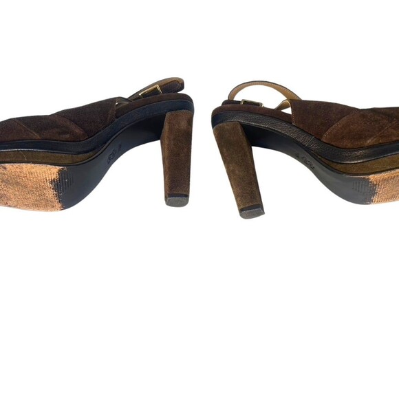 Michael Michael Kors Women's Suede High Heel Peep Toe Sandals Tan Brown S… - Picture 4 of 9